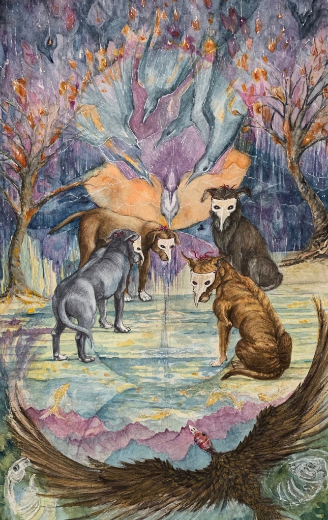 Plague dogs by Linda Saboe. watercolor